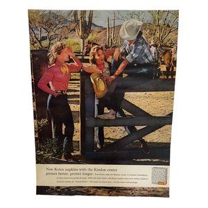 Vintage 1958 Print Ad Kotex Cowgirls Southwest Ranch Feminine Hygiene Kimlon
